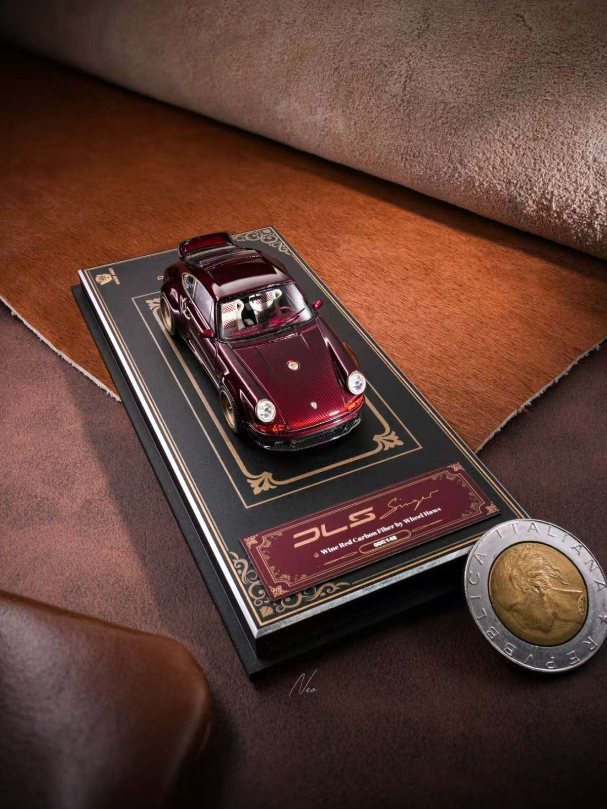 [Preorder] DeepMaker x Wheel Haus 1:64 Porsche Singer DLS Wine Red Carbon Fiber