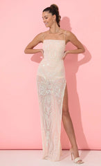 Sequin Maxi Dress in Peach