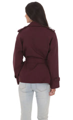 Double Breasted Trench Coat in Burgundy