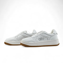 Alo White Leather Sneakers – Unisex with Gum Sole