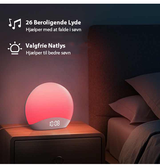 Wake-up Lampe | Wake-up Lampe - Lysterapilampe M. 26 Søvnlarmlyde - HFiD™ - DELUXECOVERS.DK