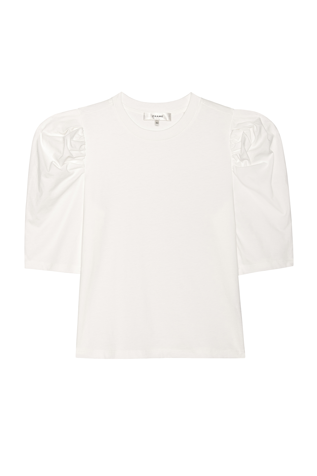 White blouse with ruffled sleeves on a white background