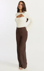 Edith Top - Twist Detail Long Sleeve Top in Cream