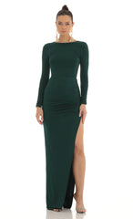 Open Back Maxi Dress in Green