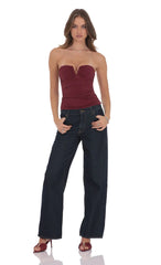 Mid Rise Baggy Jeans in Navy
