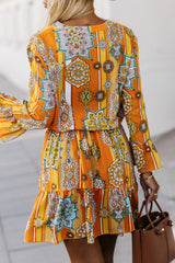 Stilla | Notched Neck Flounce Sleeve Dress