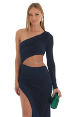 Rhinestone Maxi Dress in Navy