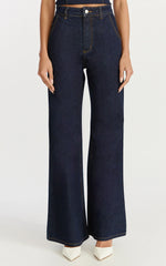 Therese Jeans - High Waist Wide Leg Flare Recycled Denim Jeans in Raw