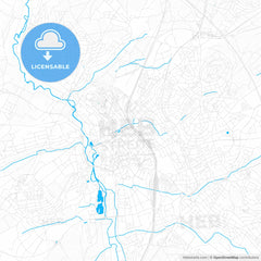 Fulda, Germany PDF vector map with water in focus
