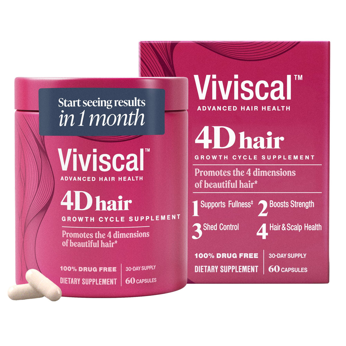 Viviscal 4D Hair Growth Cycle Supplements for Women  30 Day Supply 60 Capsules