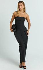Ebby Jumpsuit - Strapless Barrel Leg Jumpsuit in Black