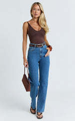 Cady Top - Scoop Neck Top in Chocolate