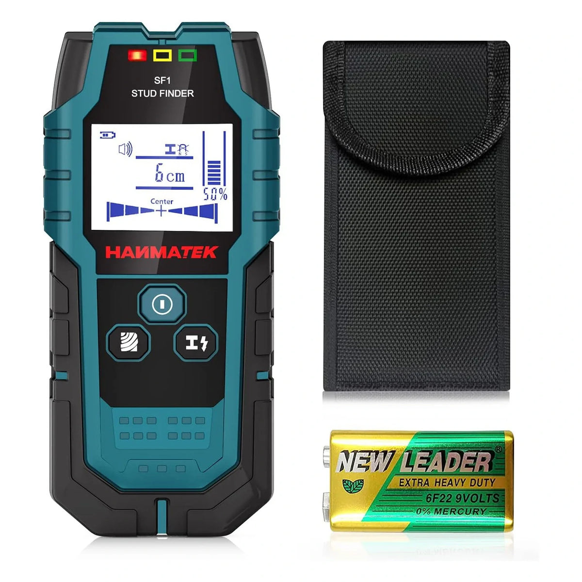 HANMATEK SF1 5-in-1 Professional Stud Finder Wall Scanner with HD LCD & Audio Alarm - Detects Metal, Wood, AC Wires