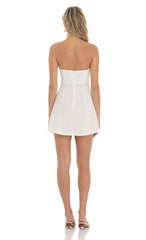 Bow Cutout Strapless Dress in White