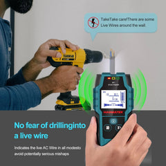 HANMATEK SF1 5-in-1 Professional Stud Finder Wall Scanner with HD LCD & Audio Alarm - Detects Metal, Wood, AC Wires