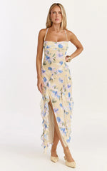 Juliette Maxi Dress - Ruffle Split Leg Dress in Femme Floral