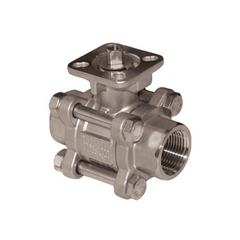 Jomar A1000-3 3 Inch Stainless Steel Direct Mount Ball Valve, 3 Piece 4 Bolt, Swing Out Body, Full Port, Threaded Connection, ISO Mounting Pad, 1000 WOG