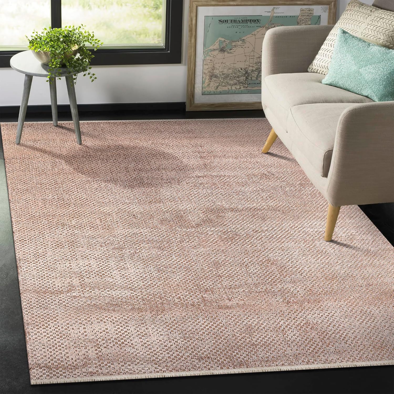 Brown Netline Home luxury area rug made of bamboo silk, soft, durable, perfect for living room, bedroom, or hallway.