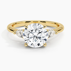 Lab Grown 3 Star 14k Yellow Gold Round ring With Center Stone