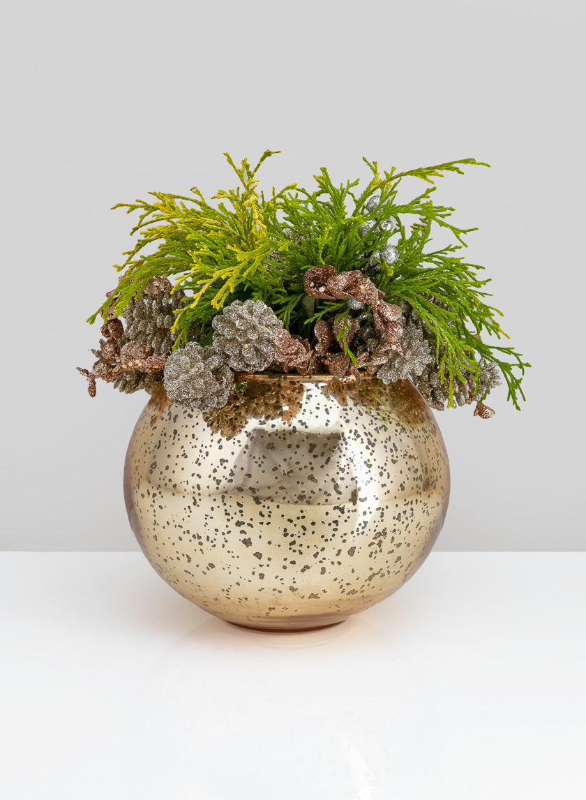 8in Wide Gold Glass Fish Bowl Decor Jamali Garden