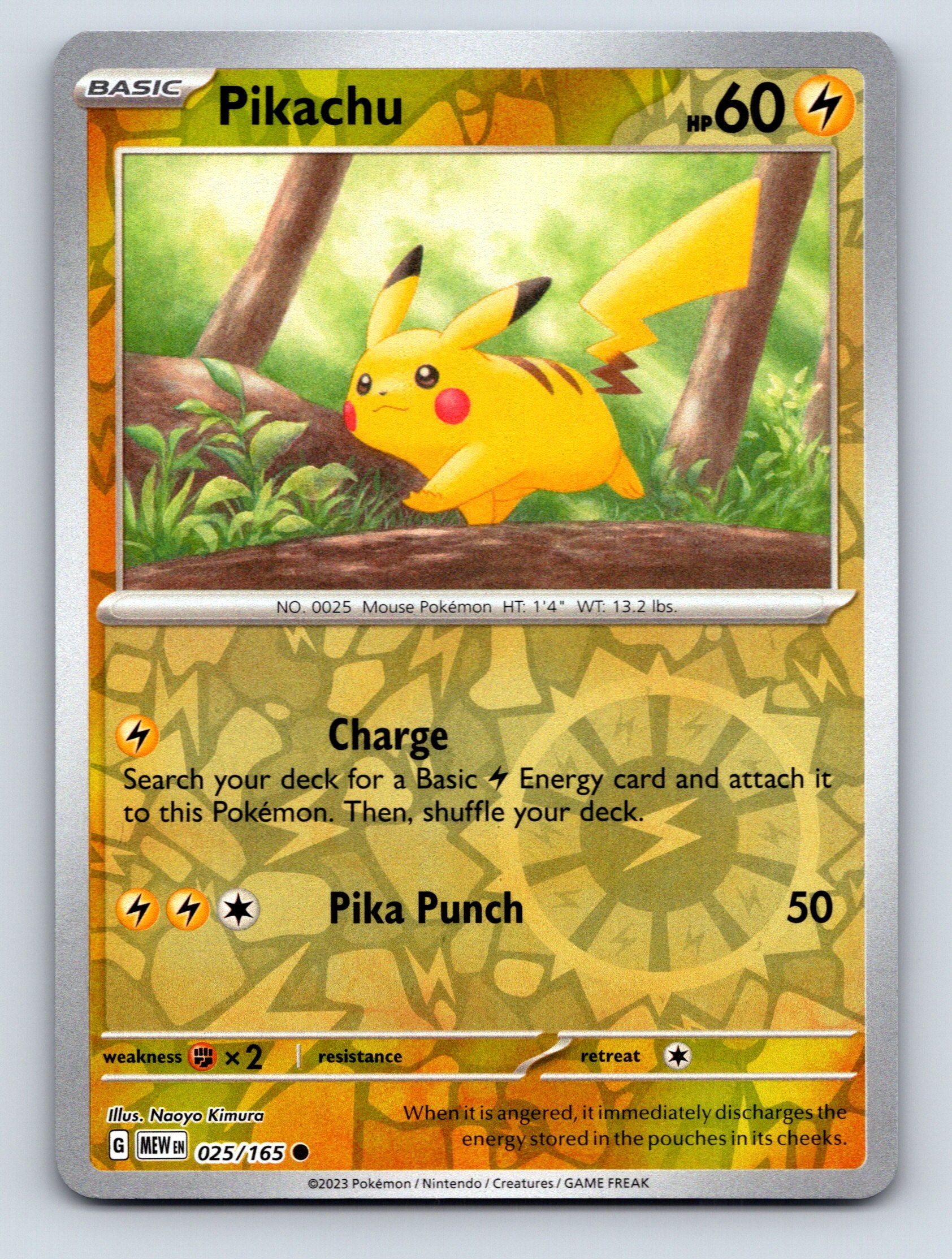 Basic Pikachu HP 60 Charge Pika Punch Attack Rarity Yellow Pokémon
