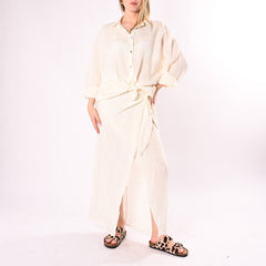 PHILIA LOFT - CAMICIA OVER IN PURO LINO ART.R02L1398/B - BURRO
