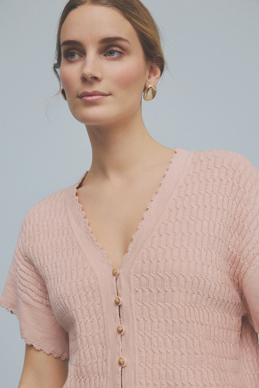 Carly - Knit Cardi Cape - Peach - Gustav