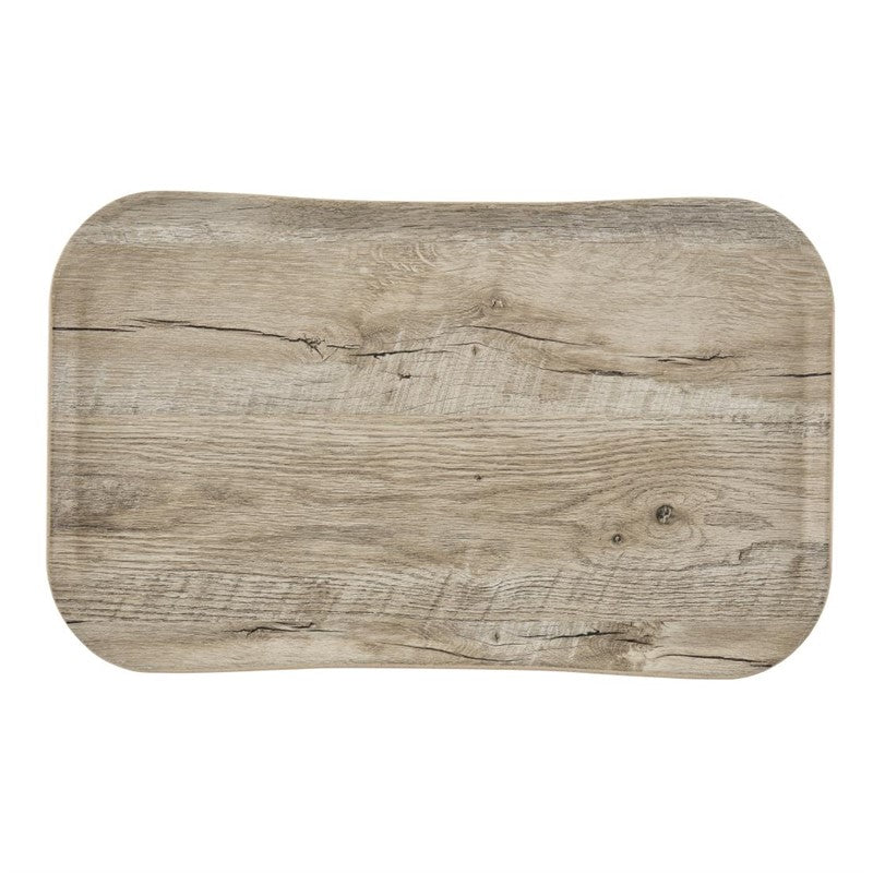 Plateau rectangulaire polyester aspect bois Cambro Century 32x53cm olivier clair