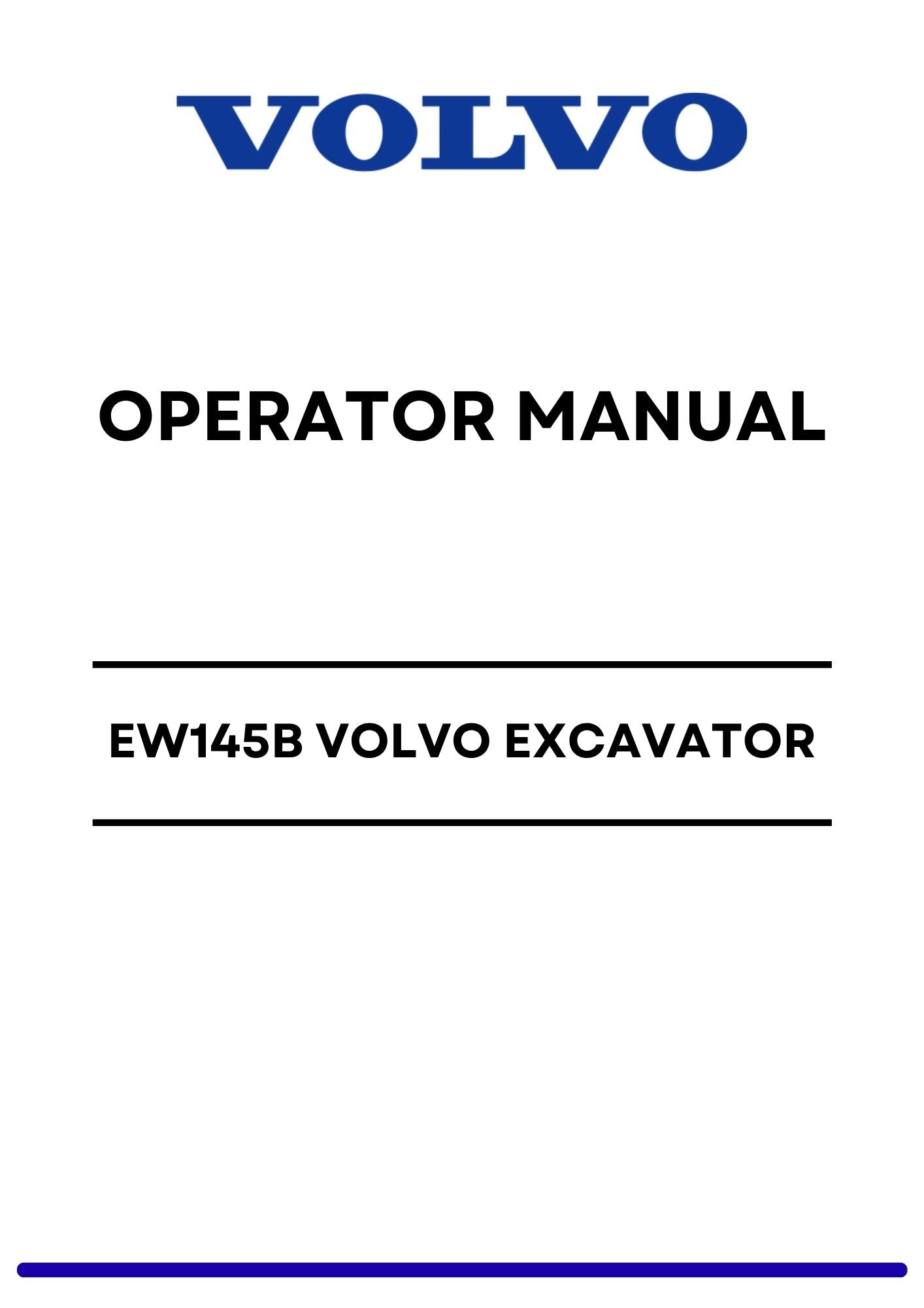 EW145B VOLVO EXCAVATOR OPERATOR MANUAL PDF