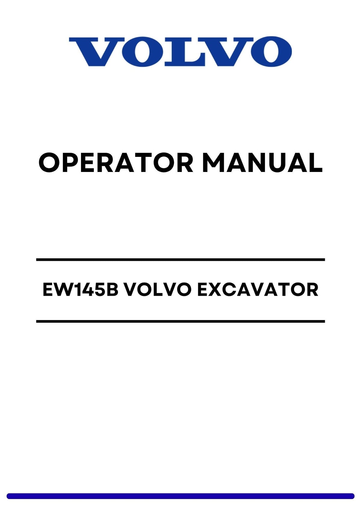 EW145B VOLVO EXCAVATOR OPERATOR MANUAL PDF