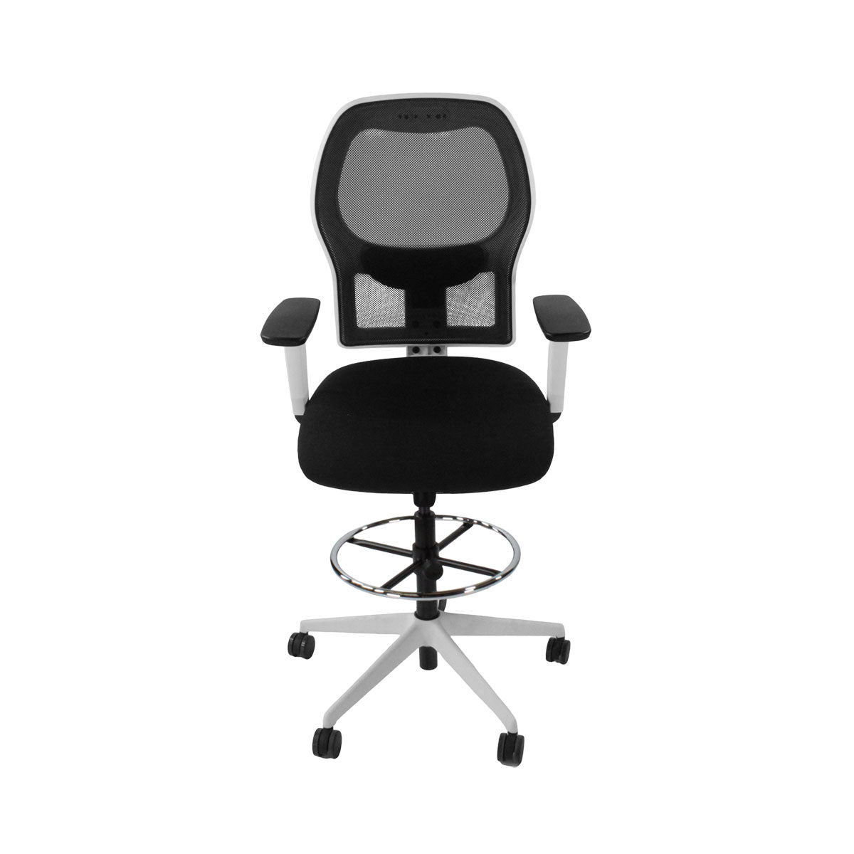 <tc>Ahrend</tc>: Silla de Dibujante Tipo 160 en Tela Negra - Base Blanca - Reacondicionada