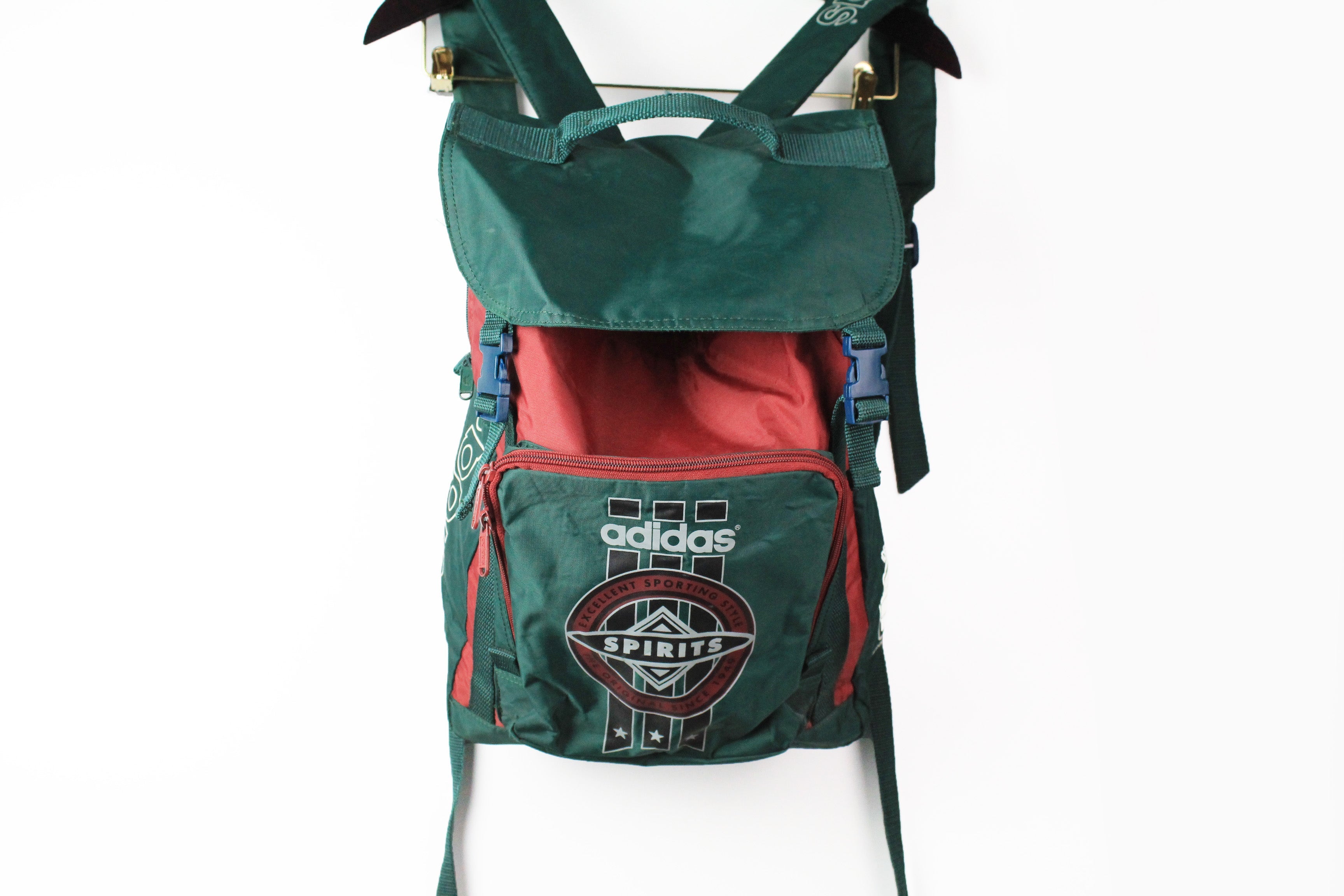 Vintage Adidas Backpack West Germany green big logo Sport Spirits retro style authentic bag school