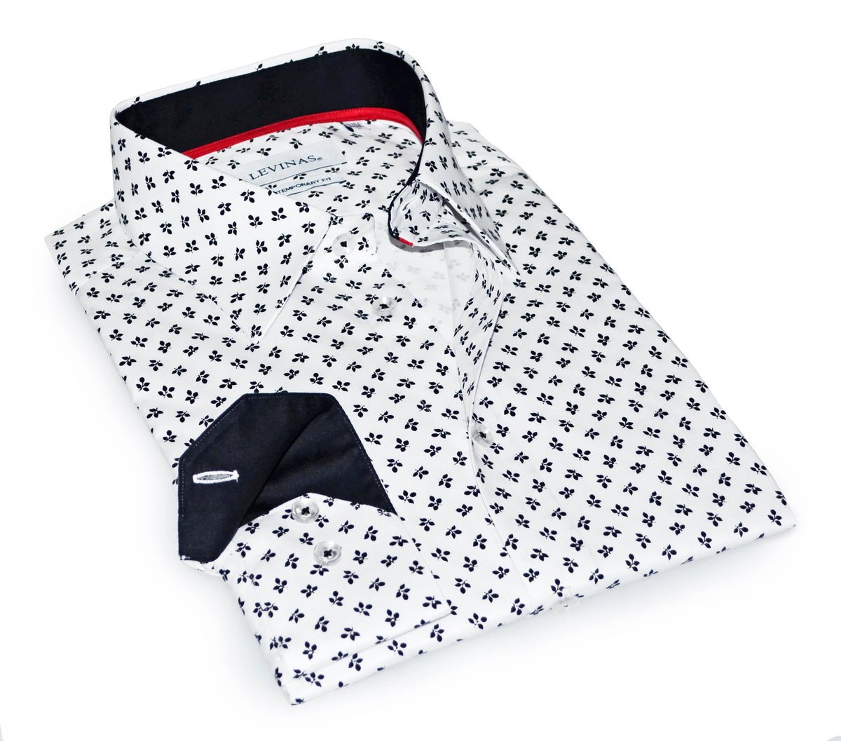 Jerry S Button-Down Shirt With Contrast Details // White+Black // Contemporary Fit (Regular) LEVINAS® Official