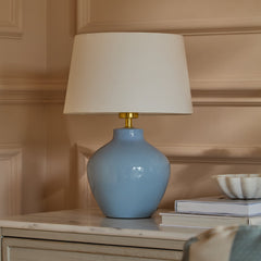 Launton 27cm Ceramic Lamp Base with Coningsby White Shade - 30cm - Laura James