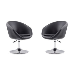 Hopper Black and Polished Chrome Faux Leather Adjustable Height Chair (Set of 2)