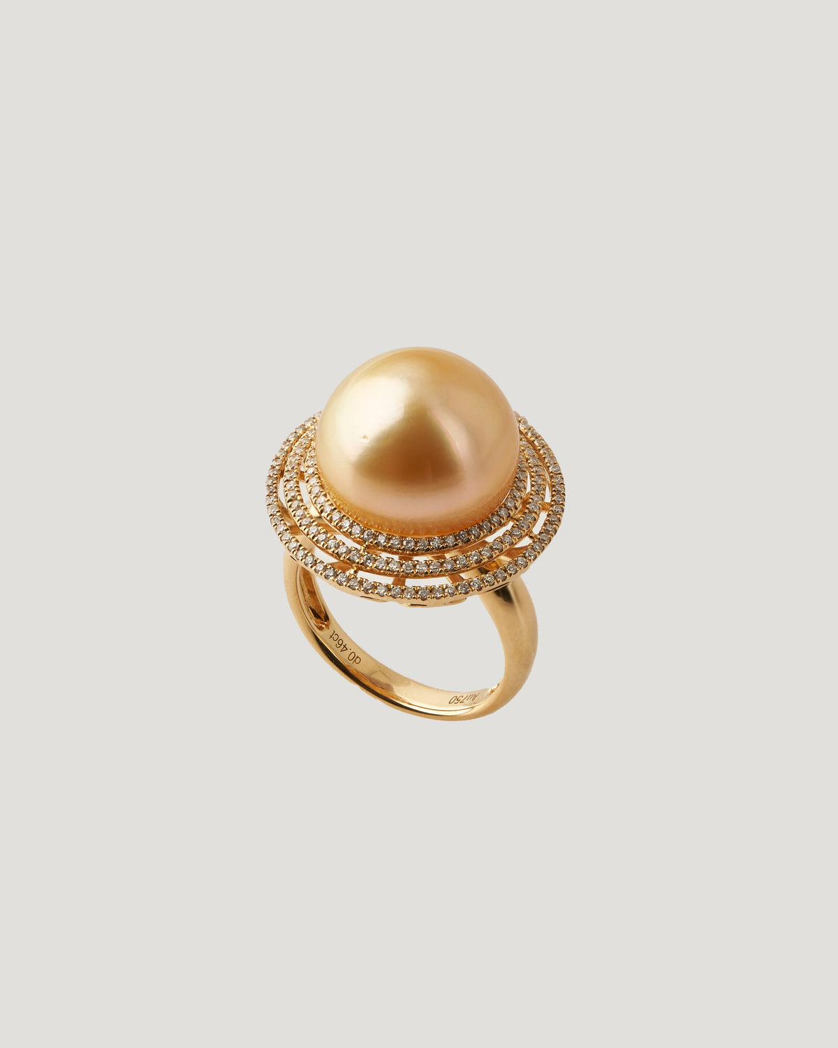 Golden South Sea Pearl Ring with Diamonds