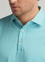 Peter Millar Linden Performance Jersey Polo: Riverbed with Pimento Cheese