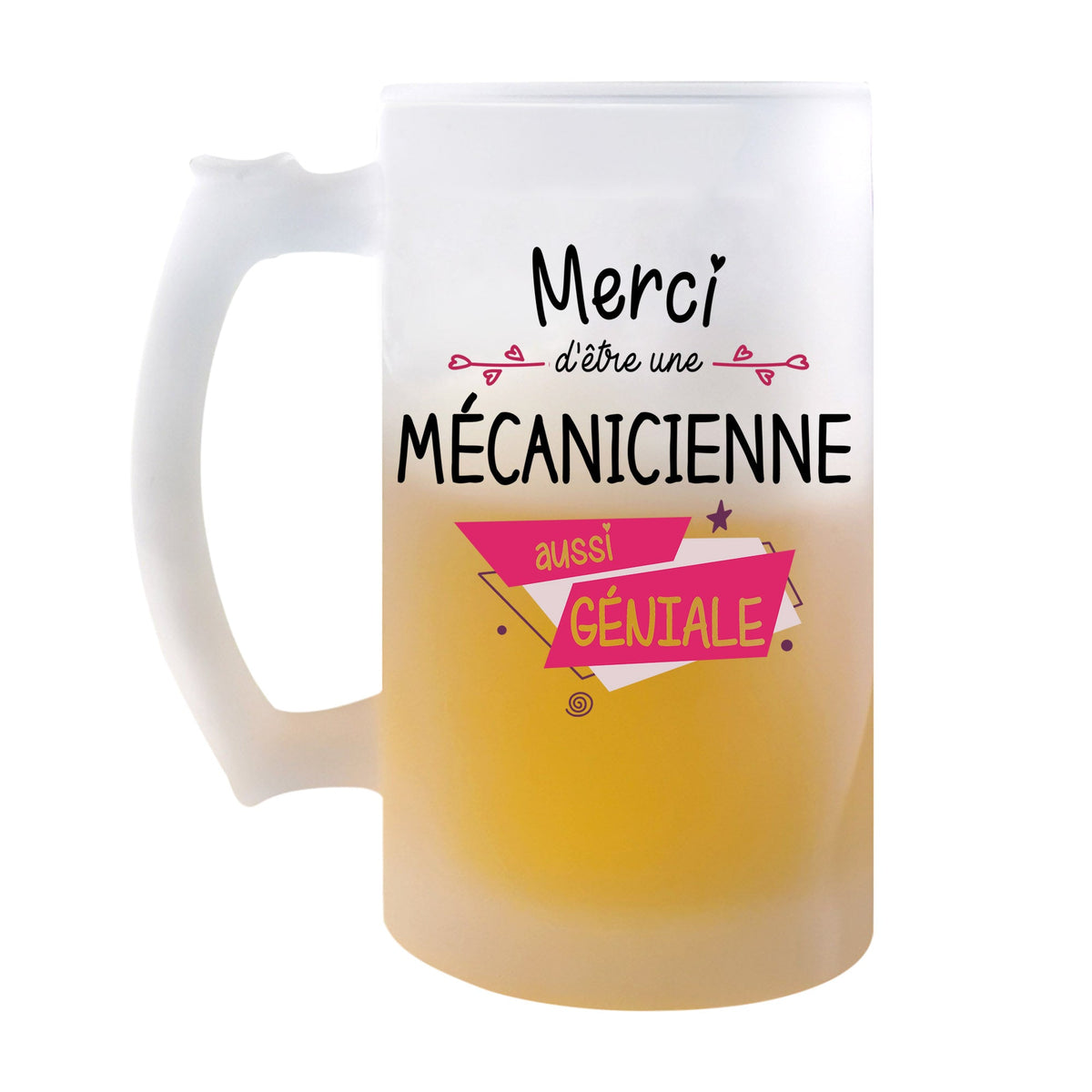 Chope de bière Merci Mécanicienne Géniale - Planetee