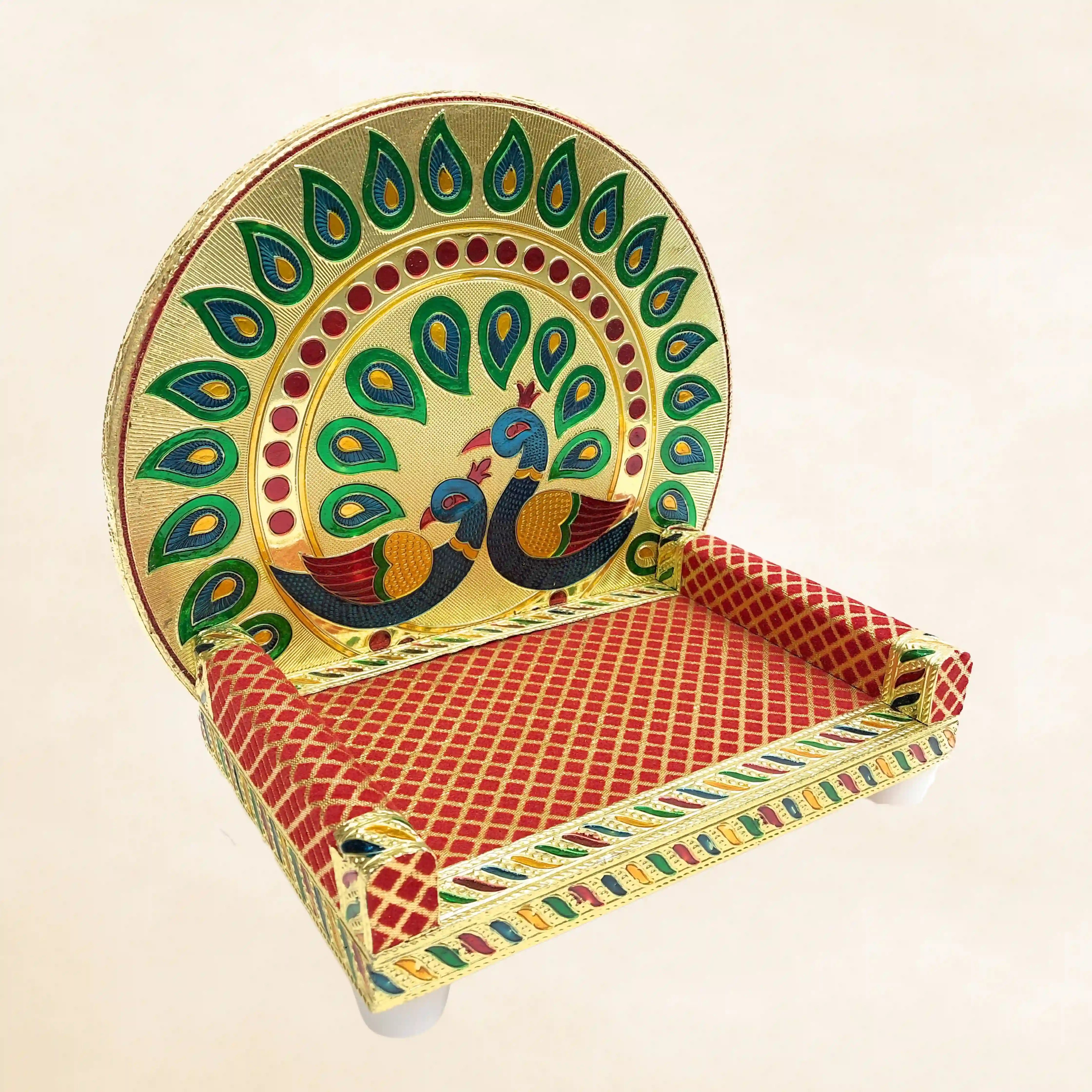 Laddu Gopal Sinhasan Wooden Chowki No.5 | Krishna Ganesh Ji Pooja Seat