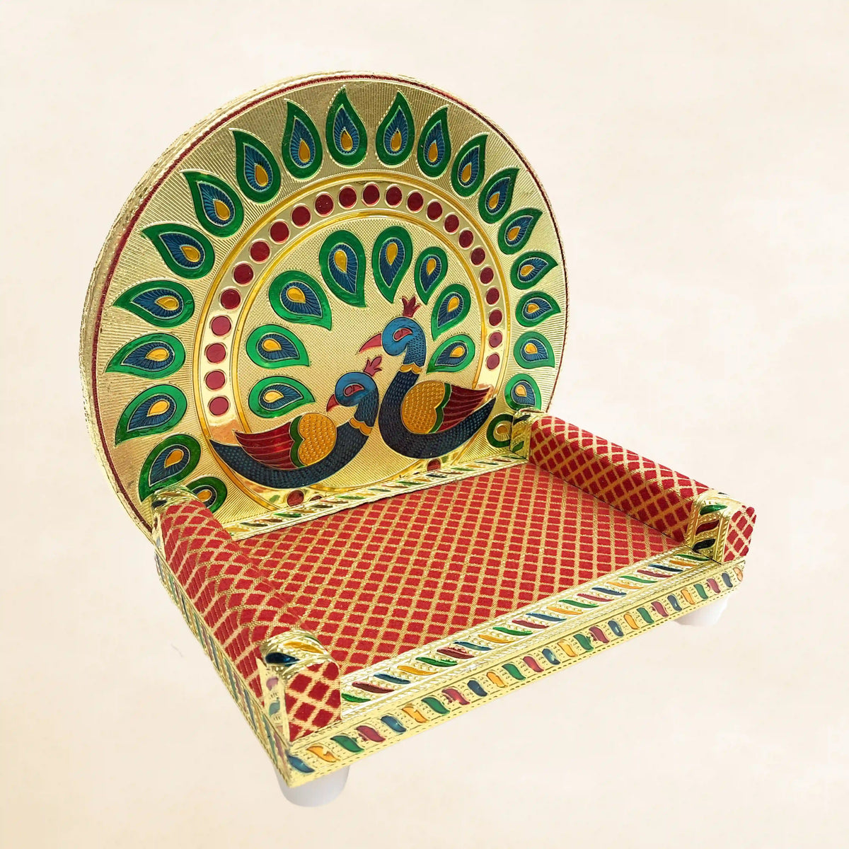 Laddu Gopal Sinhasan Wooden Chowki No.5 | Krishna Ganesh Ji Pooja Seat