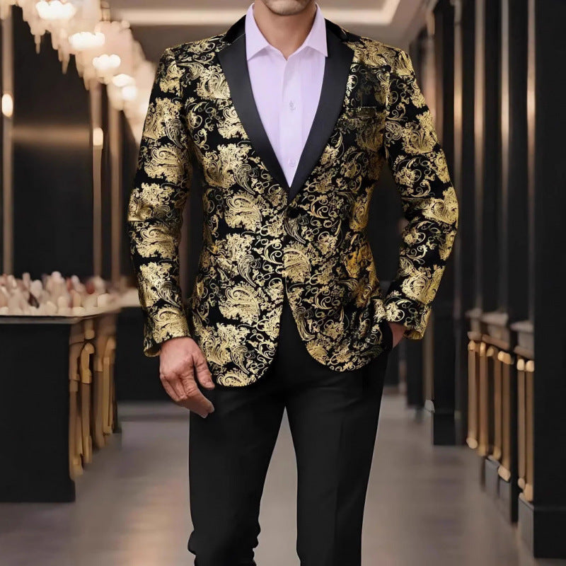 Herren Smoking Blazer Elegant mit Floralem Muster - BerlinGlamour
