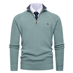 Elegant knitted pullover for men with high collar and zipper Lune London