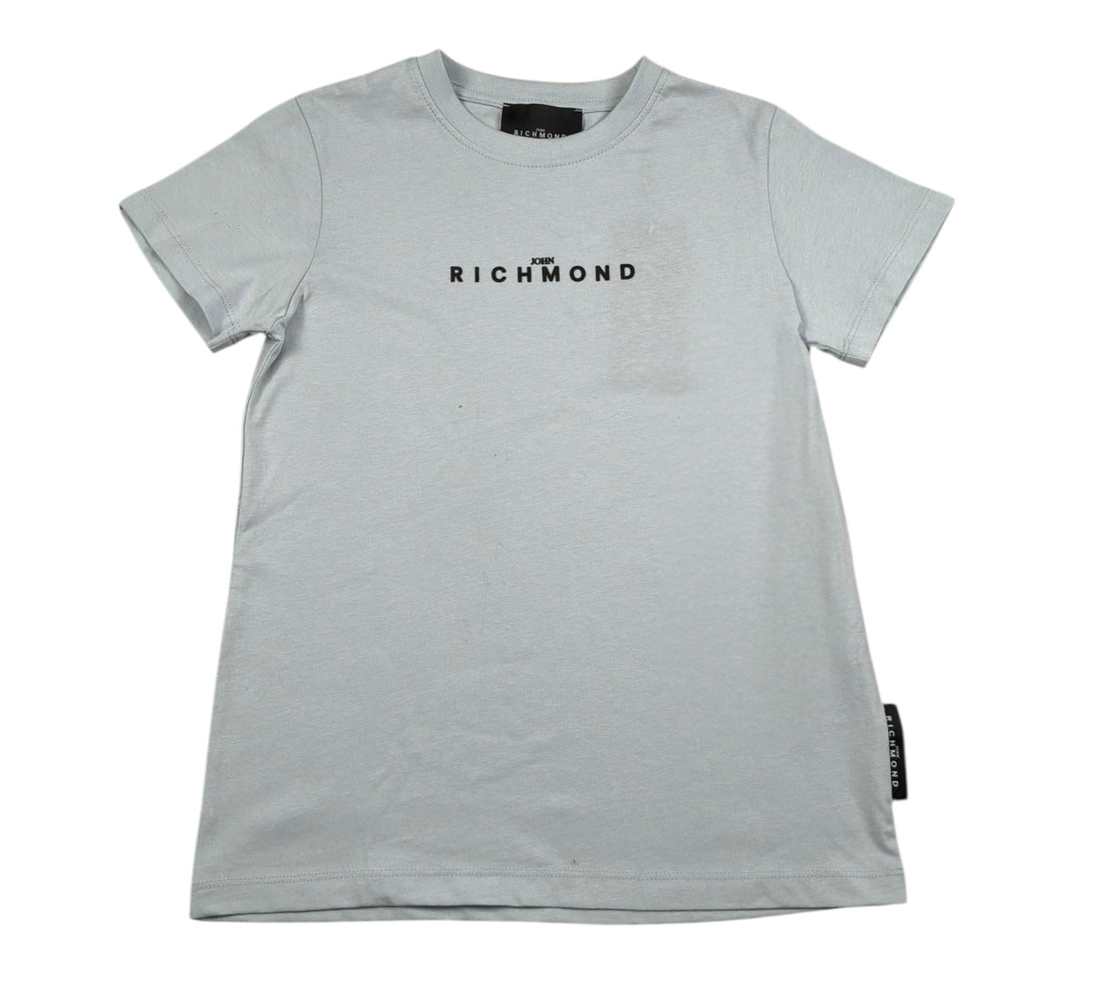 John Richmond T-Shirt Girocollo Tinta Unita con Logo per Bambino RGP26049TS AZZURRO JOHN RICHMOND