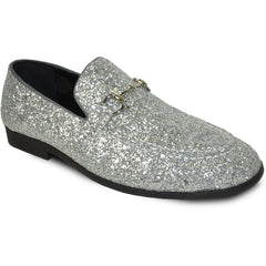 BRAVO Men Dress Shoe PROM-1 Loafer Shoe for Prom & Wedding Silver