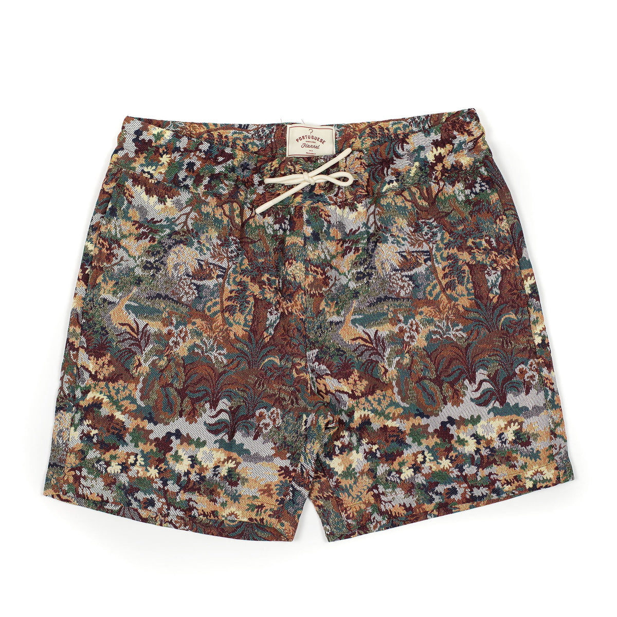 Tapestry easy shorts in forest weave cotton