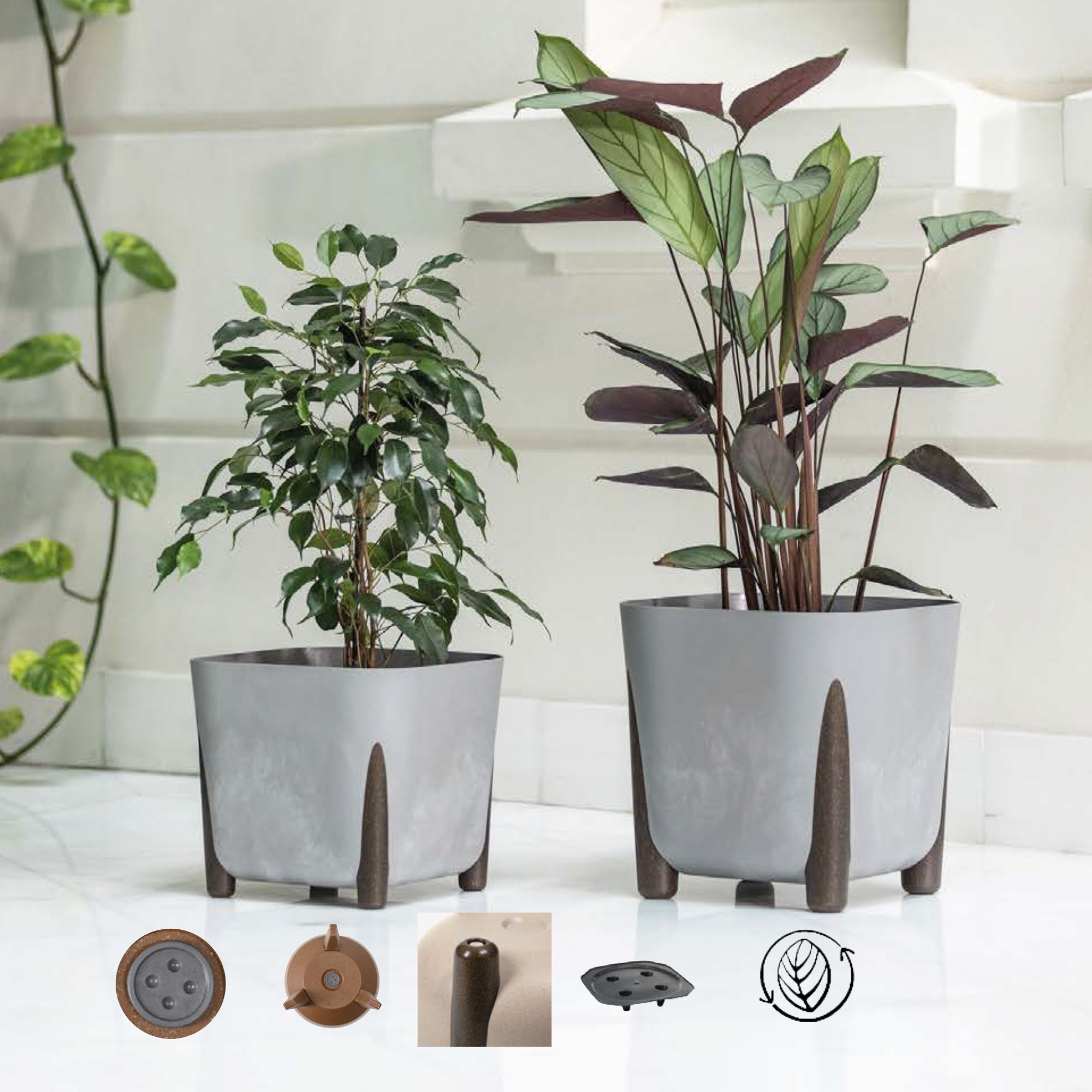 Frida Eco Square Pot Concrete Effect