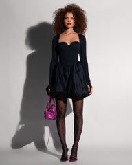 Full body front view of Long Sleeve Princess Dress - Black