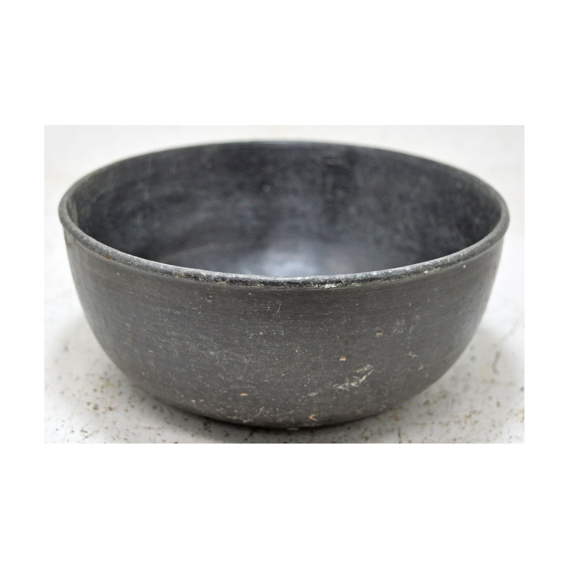 Antique Fine Large Black Stone Round Curry Bowl Original Old Fine Hand Carved