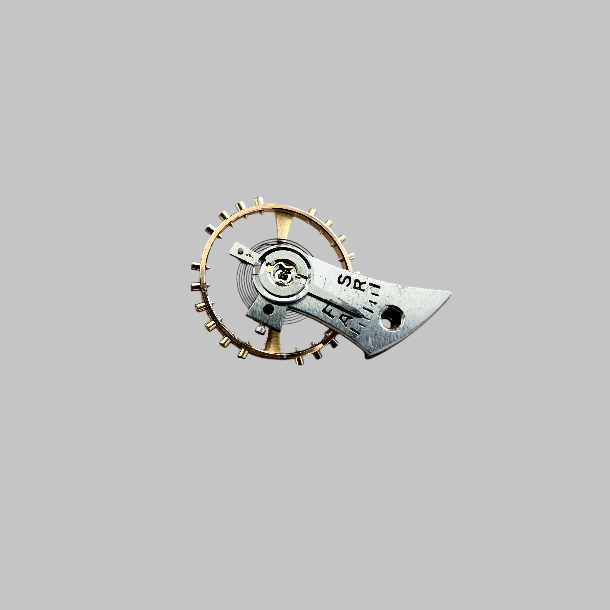 Genuine original vintage balance with screw-spiral-bridge from Valjoux for caliber 72 referenced with nomenclature 121 721/2 - front view