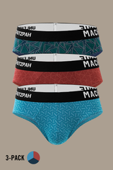 Macho Genie Printed Pure Cotton Y-Shaped Combo Set - Blue and Red